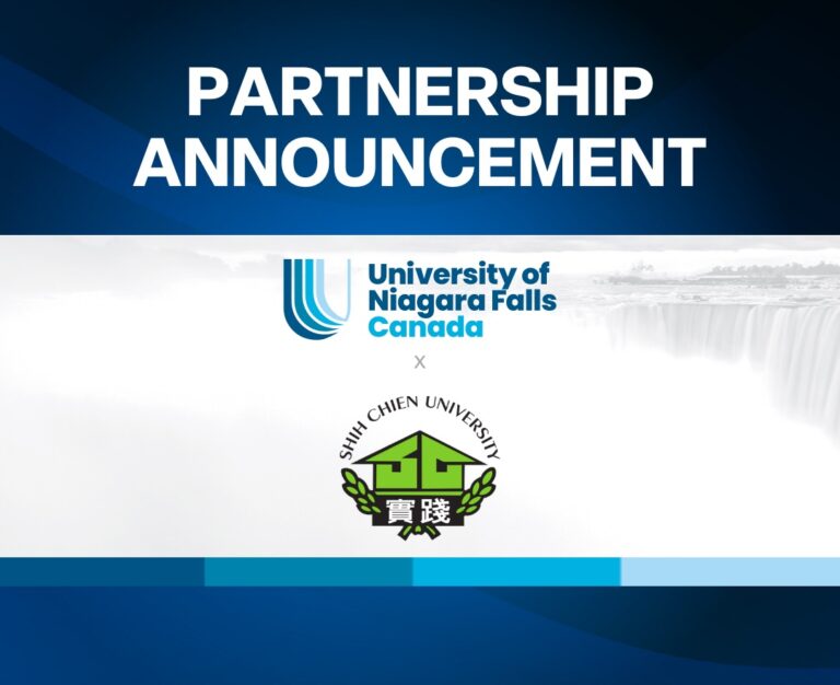 partnership announcement graphic for UNFC and Shih Chien University